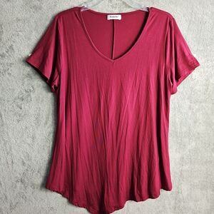 Esenchel Tunic Top tunic  Women's XL rayon spandex vneck pullover red burgandy